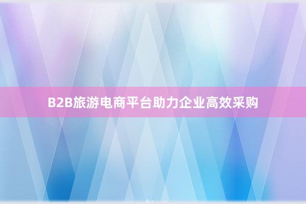 B2B旅游电商平台助力企业高效采购