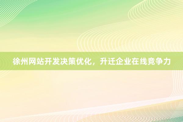 徐州网站开发决策优化，升迁企业在线竞争力